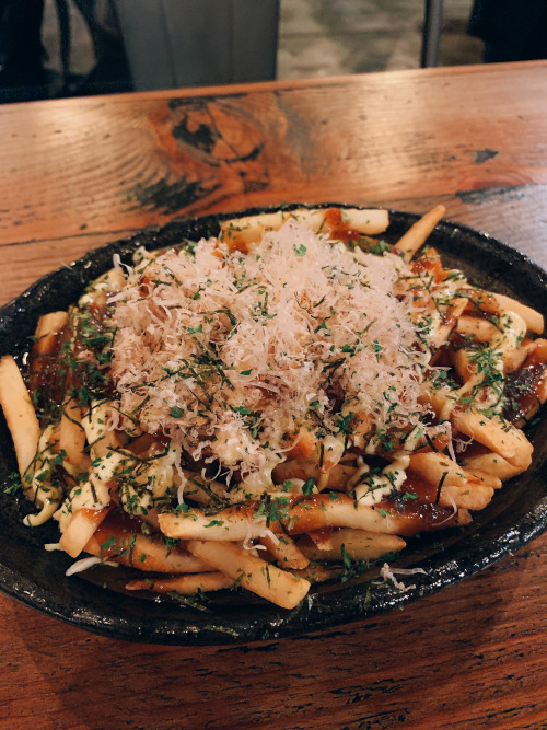 Okonomiyaki Fries at Jijime restaurant in San Francisco's Outer Richmond area.